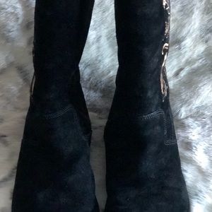 Black Suede Embroidered Ugg boots